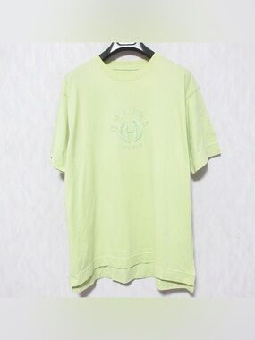 Celine AUTHENTIC vintage Paris Logo T-Shirt - Lime Green - Size L Mens